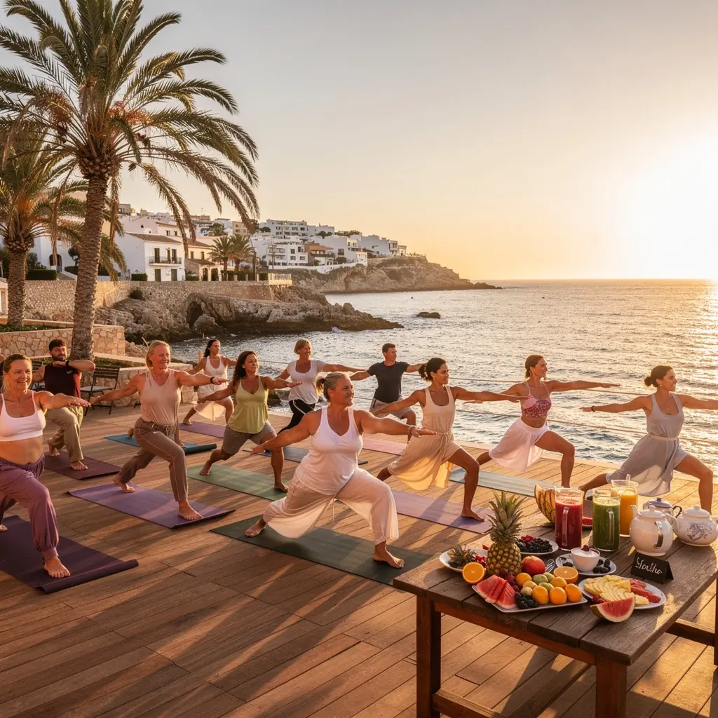 Elementos de meditación, como velas y piedras, dispuestos armoniosamente.